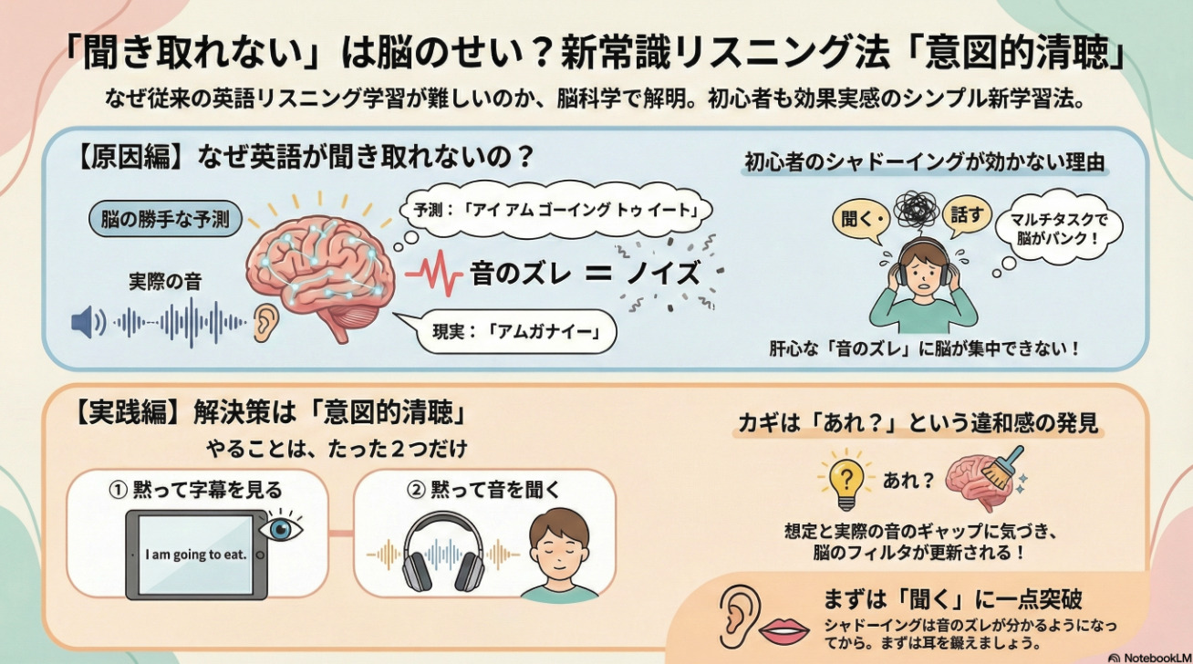 【英語リスニング】「意図的清聴」とは？聞き取れない原因と効果的な学習法